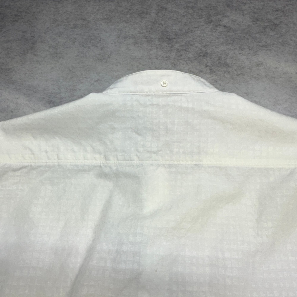 Robert Graham Mens L White Linen Blend Mandarin Collar Long Sleeve Shirt Classic - Picture 9 of 9